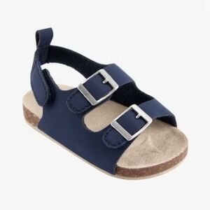Carter's Baby Navy Blue Faux Cork. Buckle Baby Sandals Size 6-9 Months